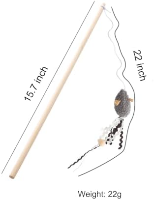 2 Pack of Cat Wand Toy Wood Cat Wand Mouse Toys with Catnip Interactive Kitten Toys for Indoor Cats