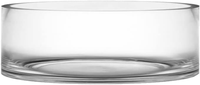 CYS Excel Large Glass Cylinder Vase (H:4" D:14") Flower Vase Centerpieces Hurricane Floating Pillar Candle Holder Terrarium Planter