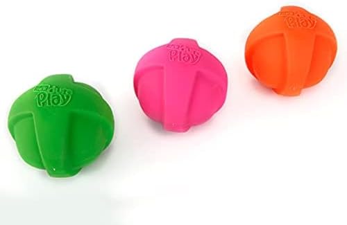 Hartz DuraPlay Ball Squeaky Latex Dog Toy, Neon Green, Pink & Neon Orange, Large 3 Count (Pack of 12)