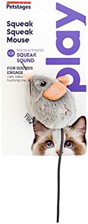 Catstages Squeak Squeak Mouse Cat Toy with Touch-Activated Sound & Catnip,Gray,(Pack of 2)