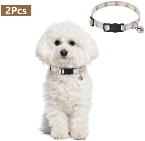 Cute Elephants Stripes Cat Collar 2 Pack Lightweight Pet Collar for Cats and Dogs Adjustable 10.6 to 17.1 Inches