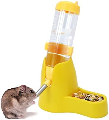 Wontee 3 in 1 Hamster Water Bottle with Food Bowl Hideout Base 125ML Yellow