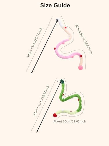 2 Pack of Cat Wand Toy Interactive Cat Plush Teaser Toys for Indoor Cats and Kittens