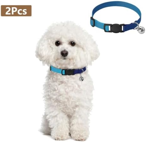 Blue Gradient Puppy Collar with Bell 2 Pack Kitten Collar Adjustable Length 10.6" to 17.1"