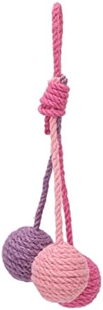 Hanging Cat Sisal Ball, Chewable Colorful Interactive Cat Sisal Rope Ball Toy for Pet Indoor (Pink Rose Purple)