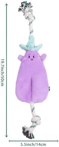 Green Sheep Interactive Plush Dog Toy, No Stuffing Squeaky Toy with Recycled Cotton Rope for Medium to Large Dogs, Chew Toy, Aubergine