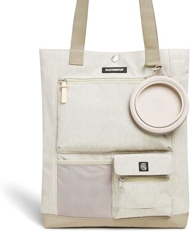 Cleverpup Park Pack 2-Piece Dog Gear Travel Tote - 8 Pockets, Sand