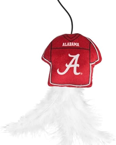 Pets First NCAA Alabama Crimson Tide Team Jersey Wand with CAT NIP, Cat Toy Jersey Shaped Plush Teaser Toy for Cats & Kittens - Interactive Pet Toy for Play & Exercise