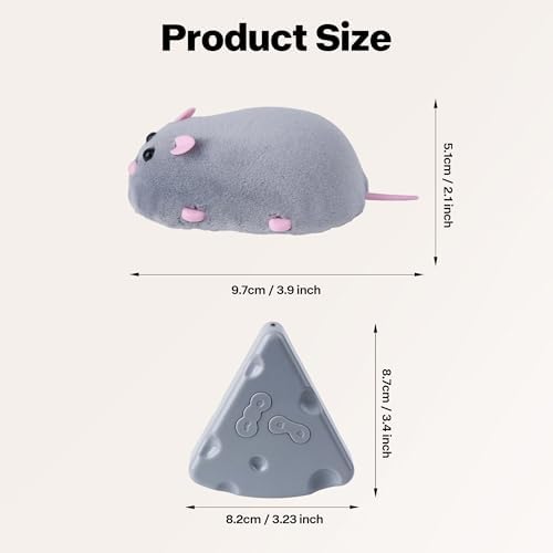 Pet Prime Interactive Cat Mouse Toy with Remote Control,Rechargeable Automatic Moving Mouse for Indoor Cats & Kitten,Exercise with Mental Stimulation
