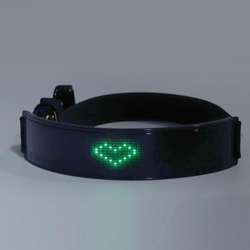 LED Dog Collar, Rechargeable Digital Light Up Dog Collar, Fashionable Smart DIY Screen Dog Safety Collar in The Dark Pet Necklace for Night Walking (Green Light)