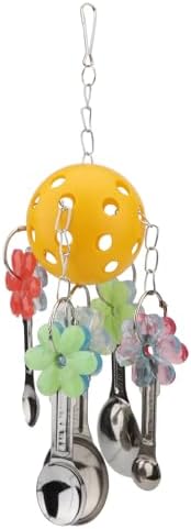 Hypeety Parrot Ball Toy Plastic Colorful Bird Chew Ball with Bells for Cage