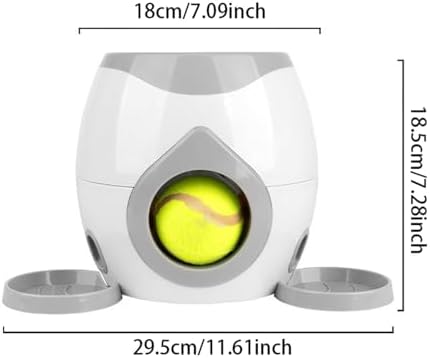 Interactive Dog Training Toy, Dog Tennis Ball Food Reward Machine with Automatic Treat Dispenser, Rechargeable Tennis Ball Throwing Machine for Small to Medium Dogs (Grey)