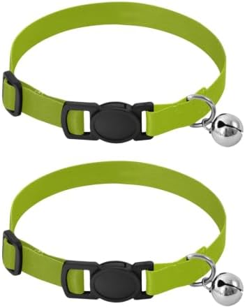 2 Pack Puppy Collar Green Gradient Dog Bell Collar, Adjustable Length 10.6" to 17.1"