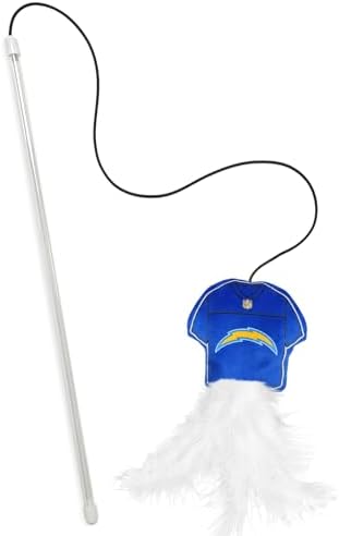 Pets First NFL Los Angeles Chargers Team Jersey Wand with CAT NIP, Cat Toy Jersey Shaped Plush Teaser Toy for Cats & Kittens - Interactive Pet Toy for Play & Exercise