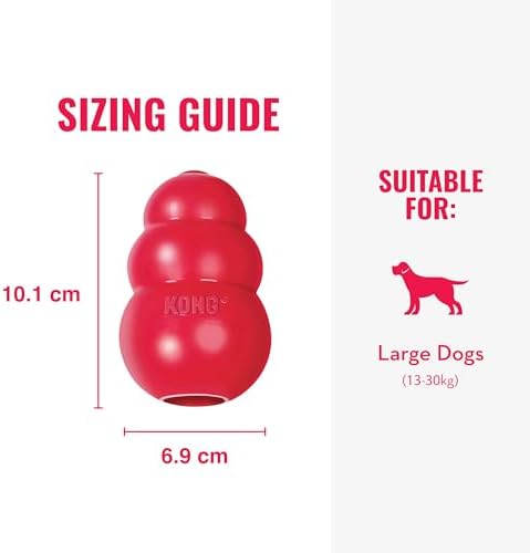 KONG Classic Stuffable Dog Toy, Natural Rubber, for Large Dogs (Pack of 2) | Treat-Filling Fetch & Chew Toy with Erratic Bounce, Made from KONG Durable Natural Rubber for Extended Playtime