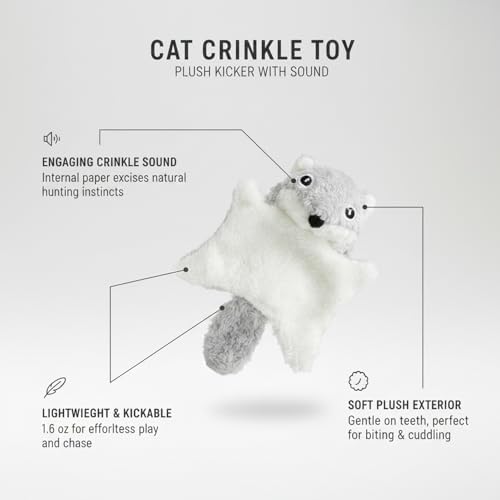 Plush Cat Kicker Toy with Crinkle Texture, Lightweight Interactive Chase Toy for Indoor Cats, Soft Stuffed Pet Plaything (1 Pack)