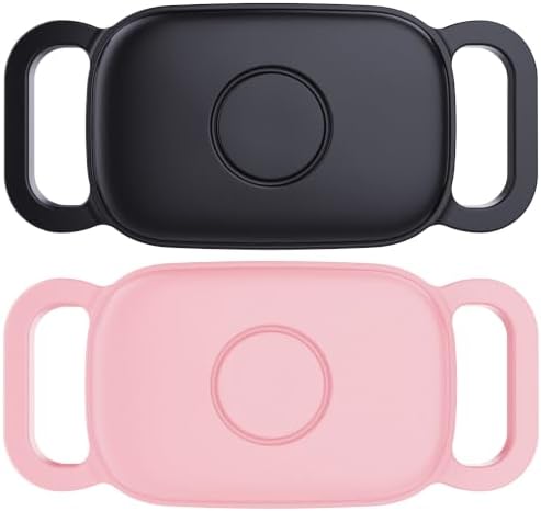 DDJ Dog Collar Holder for Tile Life360 Pro 2024 Tracker Case, 2-Pack | Waterproof Silicone Cover, Full-Body Protective Case, Ultra Durable, Scratch Resistant, Black, Pink