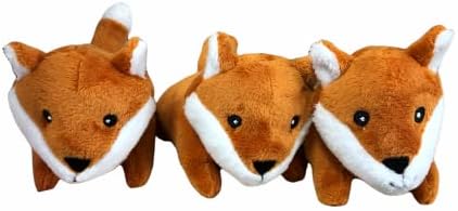 Glow Pups 3 Pack of Fox Plush Dog Toys with Squeakers for Small and Medium Size Dogs, Replacement Animal Toys for Glow Pups Burrow Hide and Seek Tree Toy (3 Pack: Replacement Animals, Fox)
