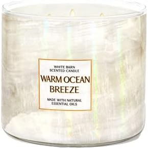 Bath & Body Works, White Barn 3-Wick Candle w/Essential Oils - 14.5 oz - 2022 Spring Scents (Warm Ocean Breeze)