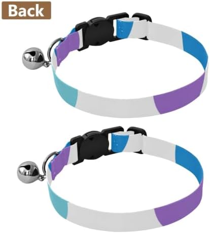 Rainbow Polka Dots Soft Polyester Pet Collar, 2 Pack Dog Bell Collar
