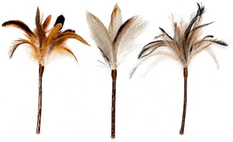 Silvervine Feather Cat Toys, 3 Pack Natural Feather Chew Toys