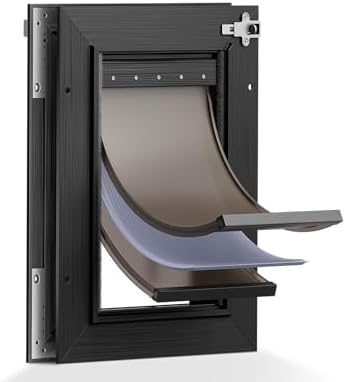 Aluminum Cat Door Interior Door, Pets Up to 22 lb, Black