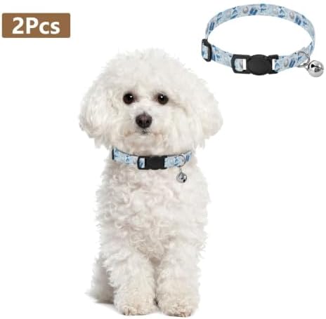 Cute Snowmen Blue Hats Scarves Pet Collars for Cats, 2 Pack Cat Collar Breakaway with Bell