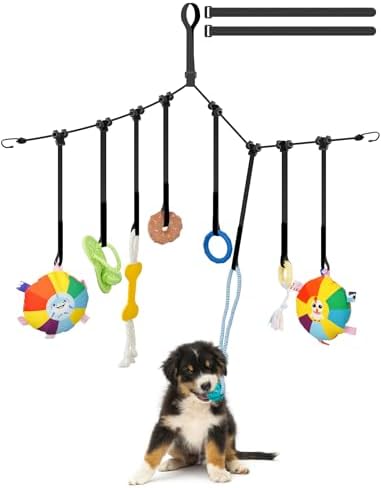 ZooZoo Puppy Play Gym, 8 Hanging Toys, Small Dogs, Teething, Adjustable