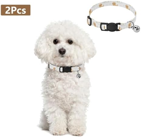 Cute Dogs White Easy to Clean Cats Collar 2 Pack Collars for Cats
