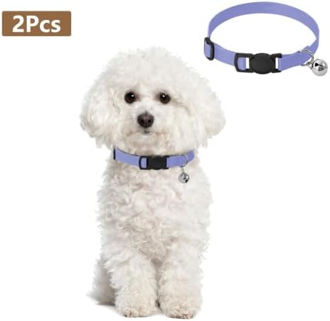 Turqouise Purple Gradient Metal Bell Included Small Dog Collar 2 Pack Collars for Puppies