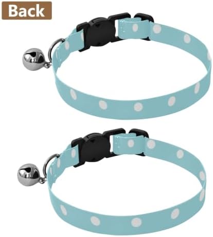 Turquoise Blue Polka Dots Kitten Collar with Bell 2 Pack Small Dog Collar Adjustable 10.6 to 17.1 Inches