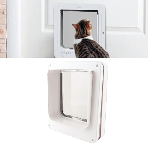 Intelligent cat door with automatic detection for easy entry and exit of pets, safe, collar activated cat flap for home use