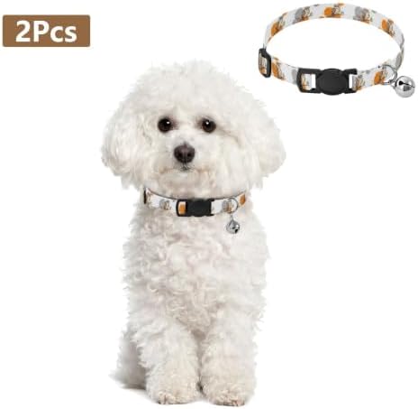 Owl Branch Bell Collar for Small Dogs 2 Pack Kitten Collars Adjustable Length 10.6" to 17.1"