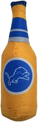 Best Plush CAT Toy - NFL Detroit Lions Complete Set of 3 piece Cat Toys Filled with Fresh Catnip. Includes: 1 Helmet Cat Toy, 1 Football Cat Toy with Feathers & 1 Beer Bottle. Beautiful Team Logos