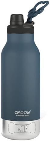 asobu Dog Barky Bottle – Insulated Stainless Steel Water Bottle with 2 Removable Dog Bowls for Food, Treats & Water – Pet-Friendly Travel Bottle for Hiking, Road Trips & Outdoor Adventures