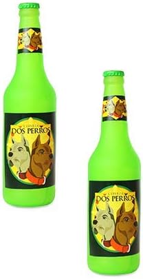 SILLY SQUEAKERS Tuffy 2 Pack Beer Bottle Dog Toy: Squeaky Dog Toy, Washable and Floats, Vinyl