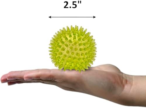 Cutie's PetBox Squeaky Rubber Spike Toy Ball for Small Dogs (2.5 Inch, Yellow)