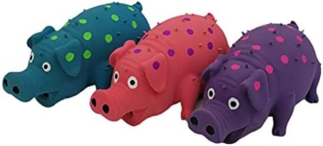 3 Pack Latex Pig Dog Toys that Oinks Dog Squeaky Toy for Small Medium Large Dogs (Red, Blue, Purple)