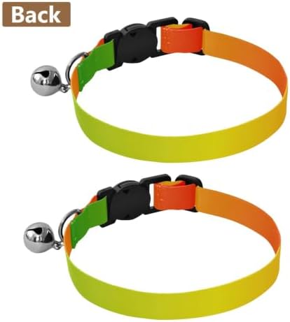 Rainbow Gradient Cat Bell Collar 2 Pack Small Dog Collar Adjustable Length 10.6" to 17.1"