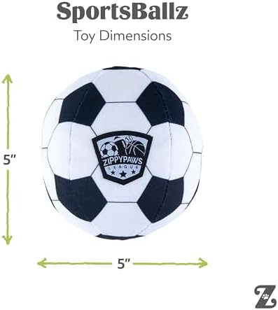 ZippyPaws SportsBallz Dog Squeaky Toys to Keep Them Busy - Soccer Ball