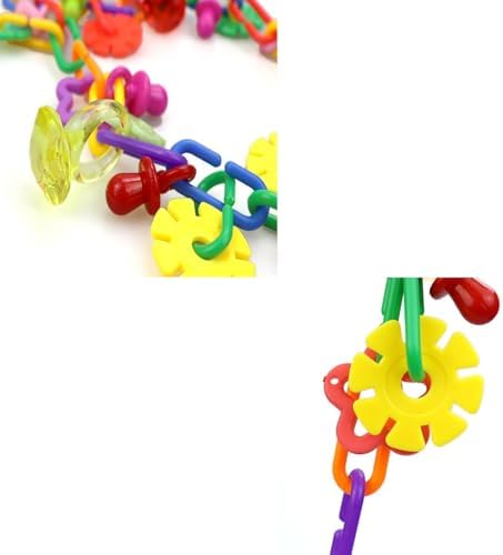 (2 Pack) Bird Necklace Toy Rainbow Necklace Bird Toy Chewing Toy Cage Links Bird Swing, Climbing Chain for Small Sized Birds, Small Bird Necklace Toy.