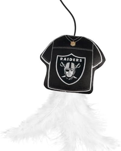 Pets First NFL LAS Vegas Raiders Team Jersey Wand with CAT NIP, Cat Toy Jersey Shaped Plush Teaser Toy for Cats & Kittens - Interactive Pet Toy for Play & Exercise
