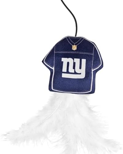Pets First NFL New York Giants Team Jersey Wand with CAT NIP, Cat Toy Jersey Shaped Plush Teaser Toy for Cats & Kittens - Interactive Pet Toy for Play & Exercise