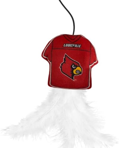 Pets First NCAA Louisville Cardinals Team Jersey Wand with CAT NIP, Cat Toy Jersey Shaped Plush Teaser Toy for Cats & Kittens - Interactive Pet Toy for Play & Exercise