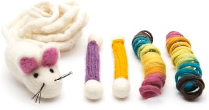 Glaciart One Indoor Catnip Cat Toy Pack - 5pc | Kitty Toys Include Wool Springs, Swabs & Mouse | for Activity, Exercise & Play | Filled w/Organic Catnip to Excite/Calm Pet | Great Gift Idea