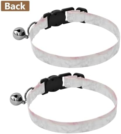 White Marble Collar for Cats, 2 Pack Kitten Collar with Bell