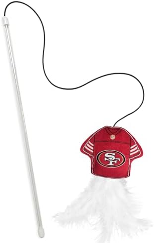 Pets First NFL SAN Francisco 49ERS Team Jersey Wand with CAT NIP, Cat Toy Jersey Shaped Plush Teaser Toy for Cats & Kittens - Interactive Pet Toy for Play & Exercise
