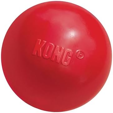 KONG Ball with Hole, Natural Rubber Fetch Toy, Red, for Large/Medium Dogs