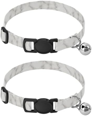 Marble Grey Cat Collar with Bell 2 Pack Pet Collars Adjustable 10.6 to 17.1 Inches