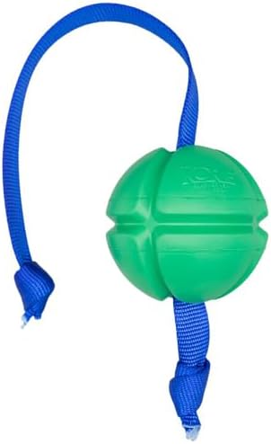 PetKORE: FloTex Tug - Large - 3.25" Green, Rubber Dog Toy, Removable Strap Tail, Patented Airflow Grooves, Bounce-Fetch-Chew, Pet Indoor-Outdoor Play